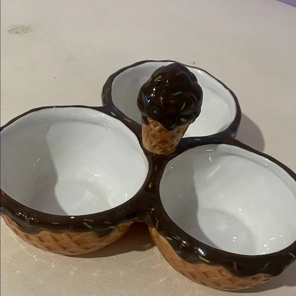 Ice Cream Cone Ceramic Serving Dish